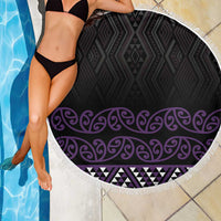 Maori Taniko Patterns Beach Blanket Purple Niho Taniwha Mix Paatiki Motifs