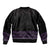 Maori Taniko Patterns Bomber Jacket Purple Niho Taniwha Mix Paatiki Motifs