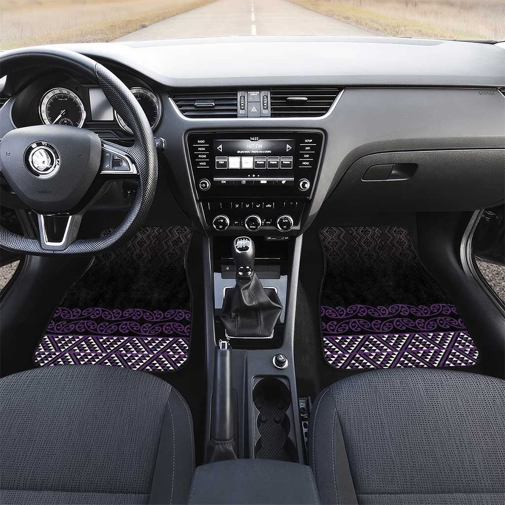Maori Taniko Patterns Car Mats Purple Niho Taniwha Mix Paatiki Motifs