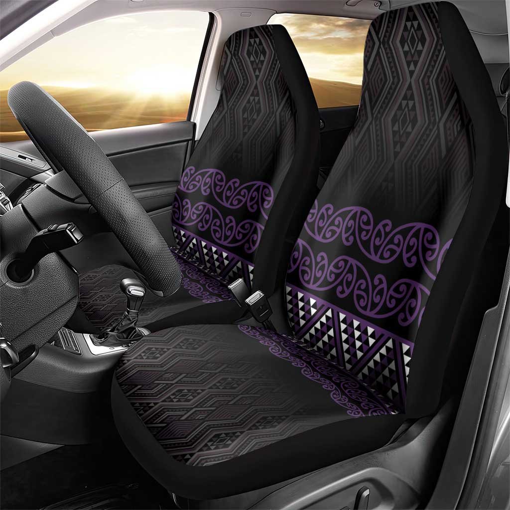 Maori Taniko Patterns Car Seat Cover Purple Niho Taniwha Mix Paatiki Motifs