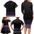 Maori Taniko Patterns Family Matching Long Sleeve Bodycon Dress and Hawaiian Shirt Purple Niho Taniwha Mix Paatiki Motifs