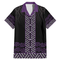 Maori Taniko Patterns Family Matching Mermaid Dress and Hawaiian Shirt Purple Niho Taniwha Mix Paatiki Motifs LT7 Dad's Shirt - Short Sleeve Purple - Polynesian Pride