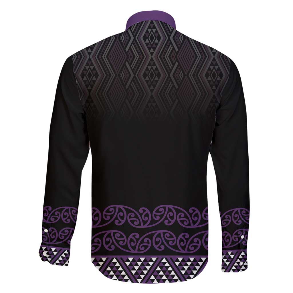Maori Taniko Patterns Family Matching Mermaid Dress and Hawaiian Shirt Purple Niho Taniwha Mix Paatiki Motifs LT7 - Polynesian Pride