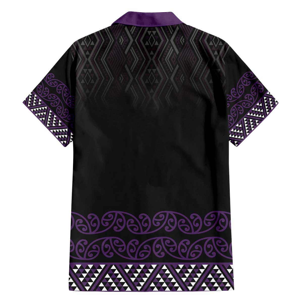 Maori Taniko Patterns Family Matching Off The Shoulder Long Sleeve Dress and Hawaiian Shirt Purple Niho Taniwha Mix Paatiki Motifs LT7 - Polynesian Pride