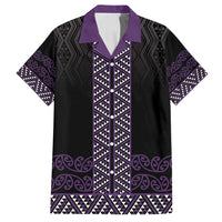 Maori Taniko Patterns Family Matching Puletasi and Hawaiian Shirt Purple Niho Taniwha Mix Paatiki Motifs LT7 Dad's Shirt - Short Sleeve Purple - Polynesian Pride