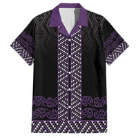 Maori Taniko Patterns Family Matching Short Sleeve Bodycon Dress and Hawaiian Shirt Purple Niho Taniwha Mix Paatiki Motifs LT7 Dad's Shirt - Short Sleeve Purple - Polynesian Pride