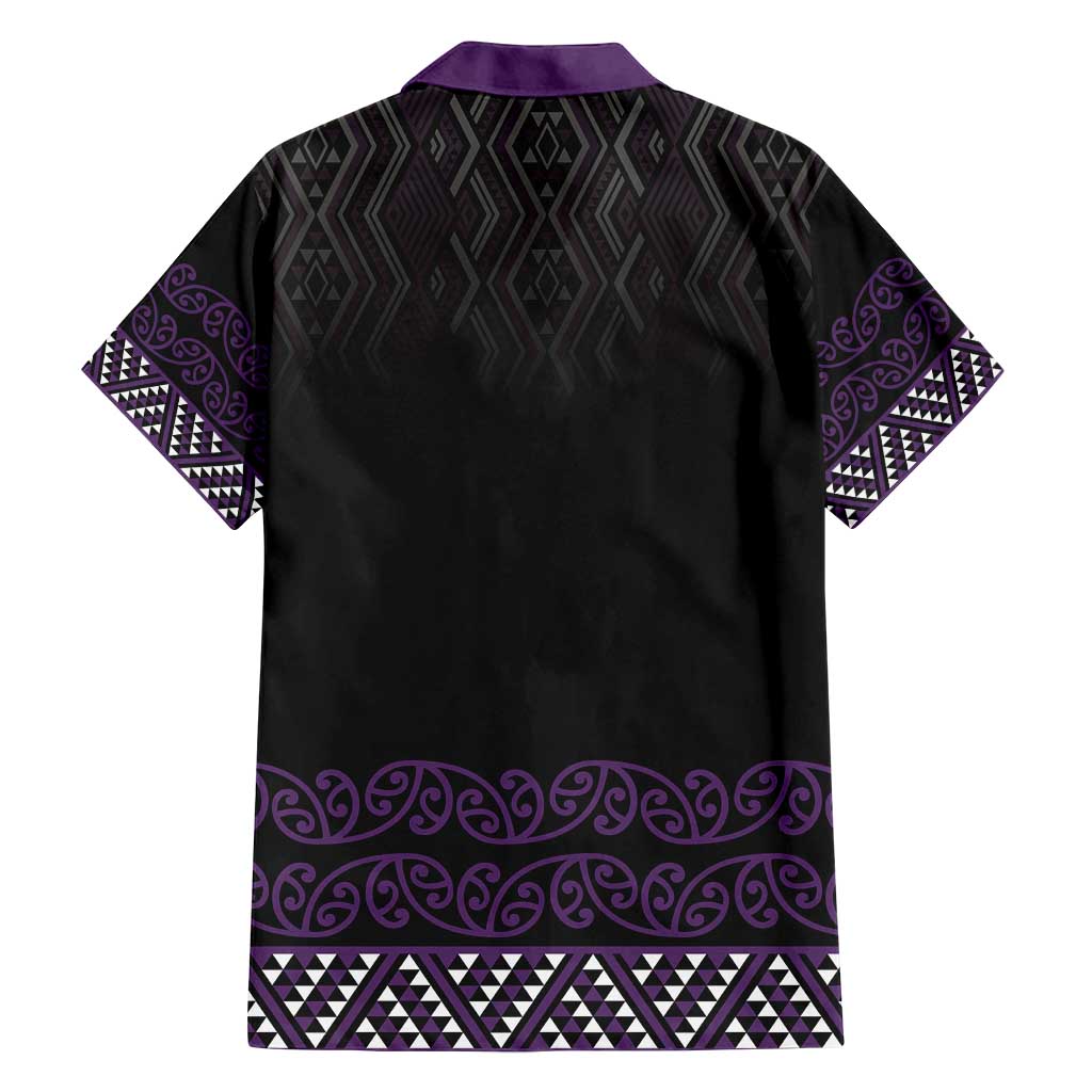 Maori Taniko Patterns Family Matching Summer Maxi Dress and Hawaiian Shirt Purple Niho Taniwha Mix Paatiki Motifs
