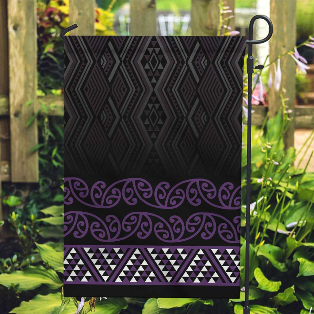 Maori Taniko Patterns Garden Flag Purple Niho Taniwha Mix Paatiki Motifs