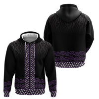 Maori Taniko Patterns Hoodie Purple Niho Taniwha Mix Paatiki Motifs