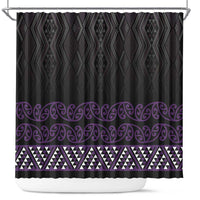 Maori Taniko Patterns Shower Curtain Purple Niho Taniwha Mix Paatiki Motifs