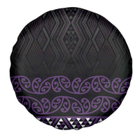 Maori Taniko Patterns Spare Tire Cover Purple Niho Taniwha Mix Paatiki Motifs