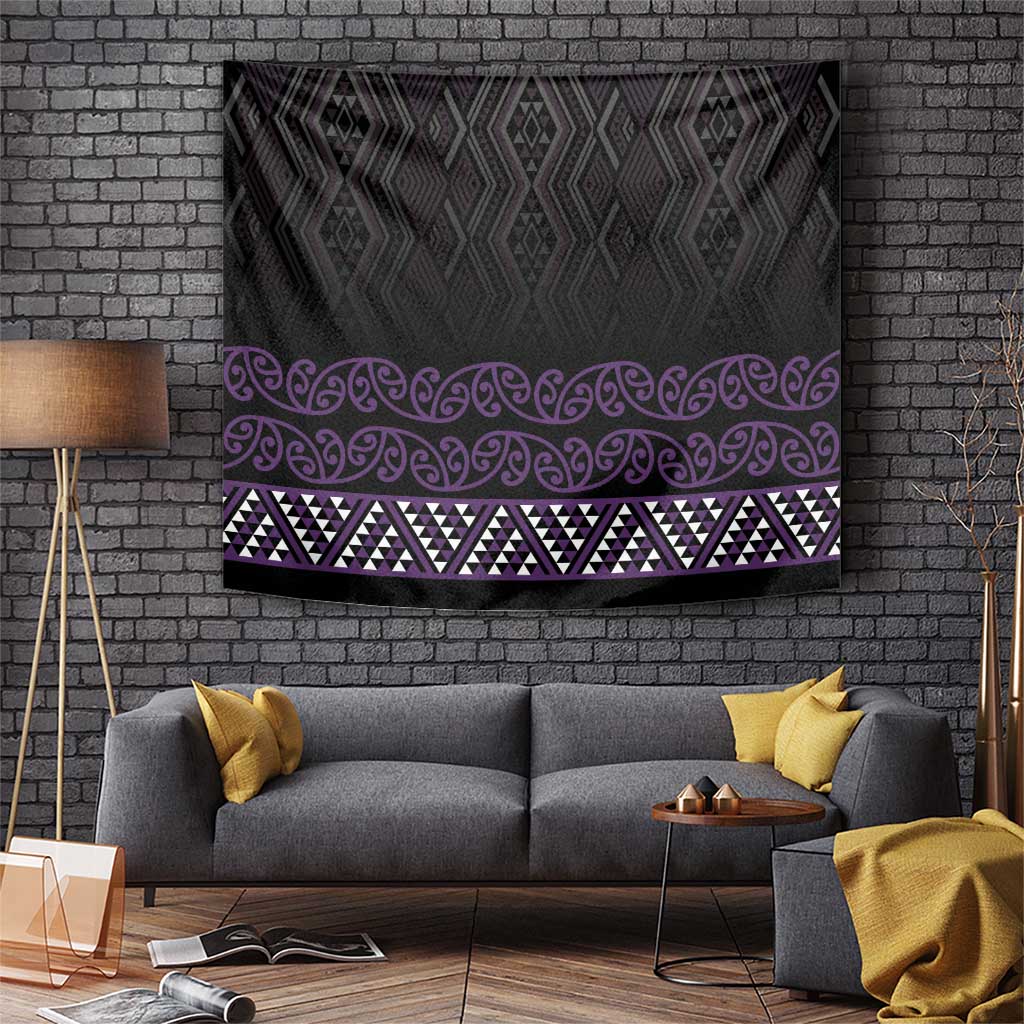 Maori Taniko Patterns Tapestry Purple Niho Taniwha Mix Paatiki Motifs
