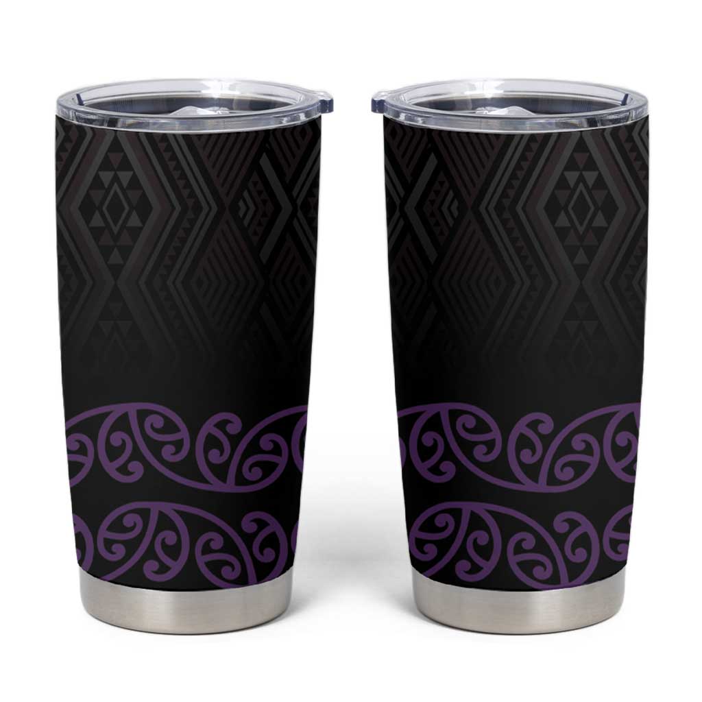 Maori Taniko Patterns Tumbler Cup Purple Niho Taniwha Mix Paatiki Motifs