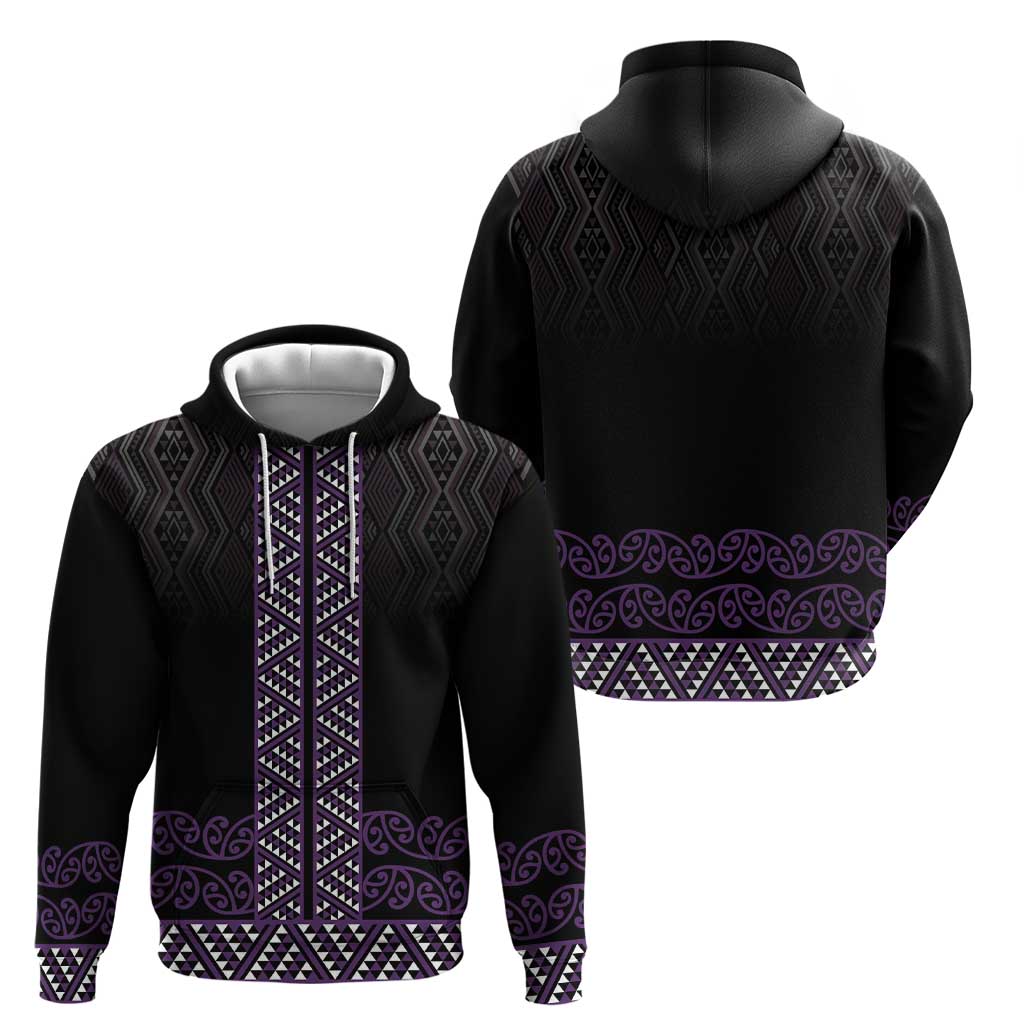 Maori Taniko Patterns Zip Hoodie Purple Niho Taniwha Mix Paatiki Motifs LT7 - Polynesian Pride