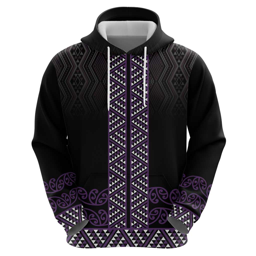 Maori Taniko Patterns Zip Hoodie Purple Niho Taniwha Mix Paatiki Motifs LT7 - Polynesian Pride