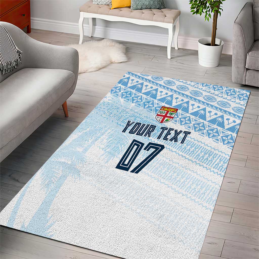 Fiji Rugby Custom Kaiviti Masi Area Rug Turquoise - Polynesian Pride