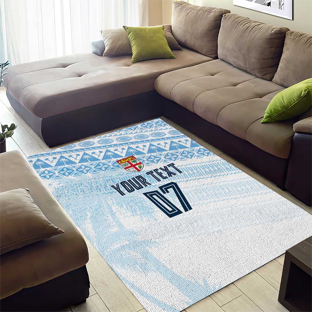 Fiji Rugby Custom Kaiviti Masi Area Rug Turquoise - Polynesian Pride