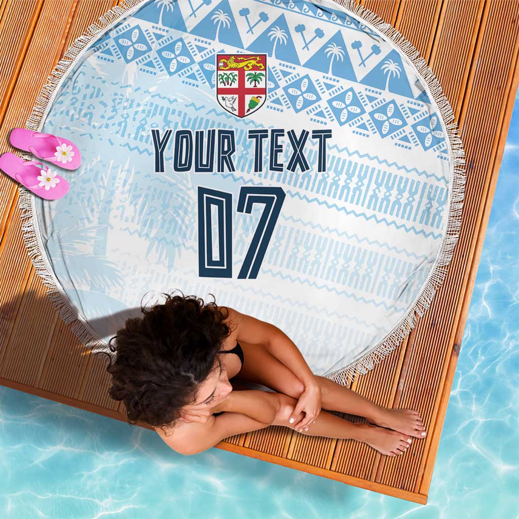 Fiji Rugby Custom Kaiviti Masi Beach Blanket Turquoise - Polynesian Pride