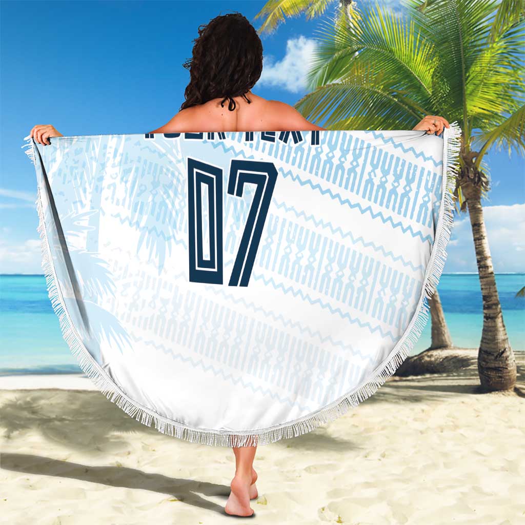 Fiji Rugby Custom Kaiviti Masi Beach Blanket Turquoise - Polynesian Pride