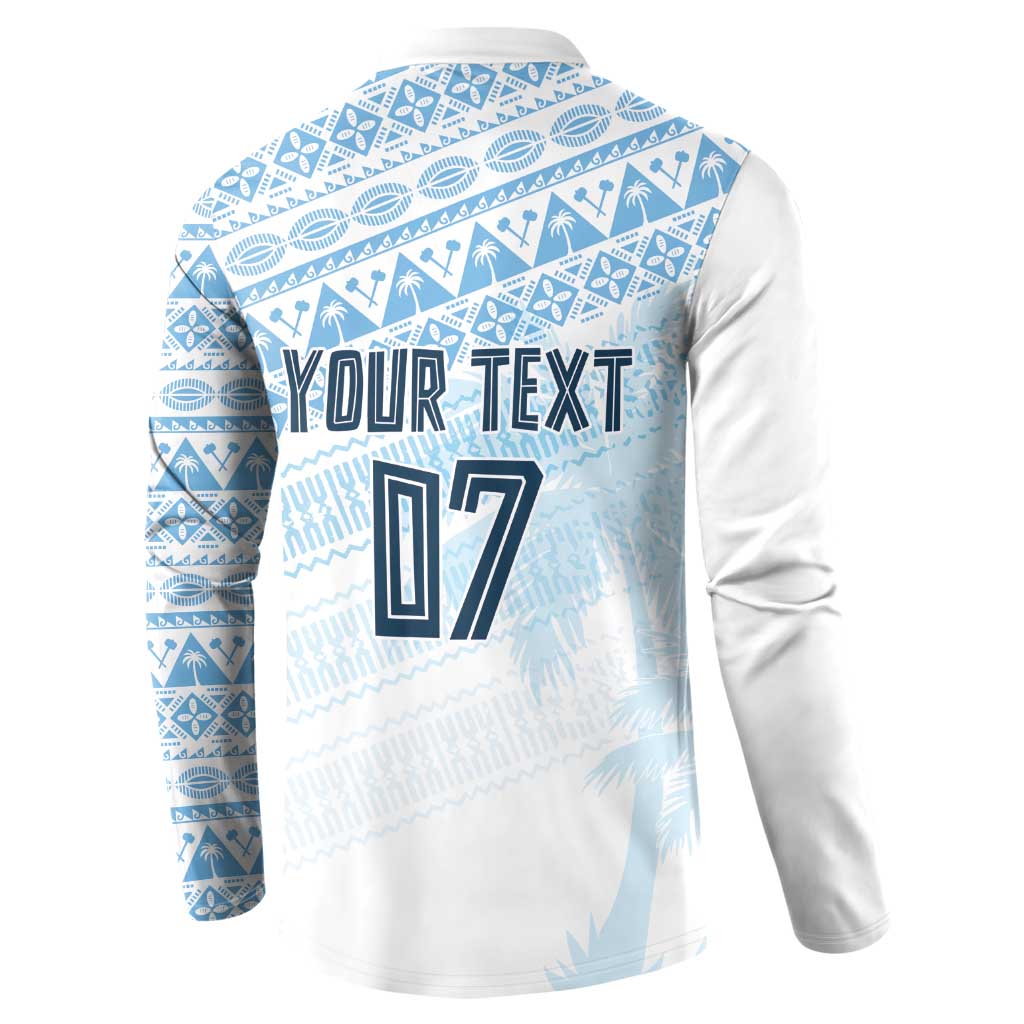 Fiji Rugby Custom Kaiviti Masi Button Sweatshirt Turquoise - Polynesian Pride