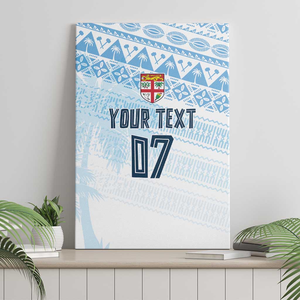 Fiji Rugby Custom Kaiviti Masi Canvas Wall Art Turquoise - Polynesian Pride