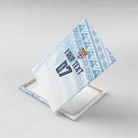 Fiji Rugby Custom Kaiviti Masi Canvas Wall Art Turquoise - Polynesian Pride