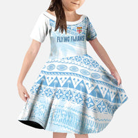 Fiji Rugby Custom Kaiviti Masi Family Matching Long Sleeve Bodycon Dress and Hawaiian Shirt Turquoise - Polynesian Pride