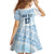 Fiji Rugby Custom Kaiviti Masi Family Matching Off The Shoulder Long Sleeve Dress and Hawaiian Shirt Turquoise - Polynesian Pride