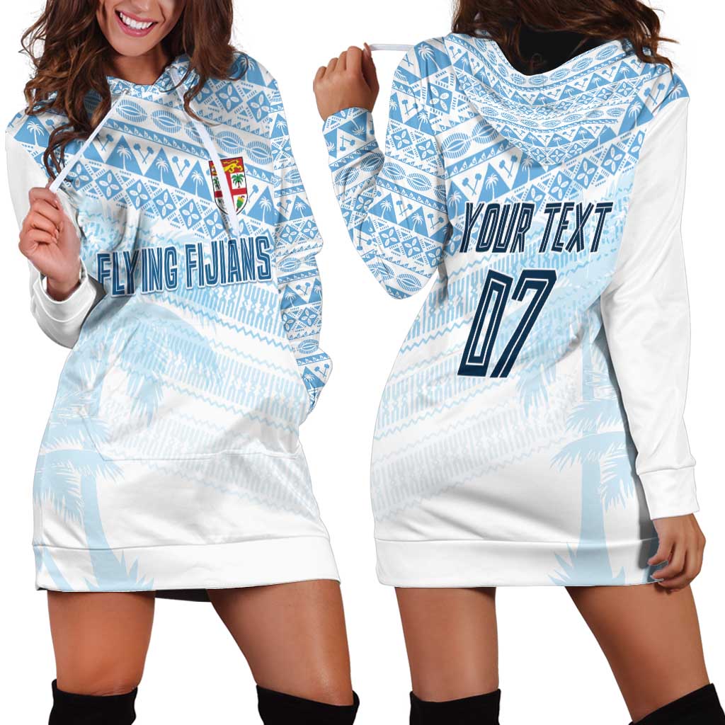 Fiji Rugby Custom Kaiviti Masi Hoodie Dress Turquoise - Polynesian Pride