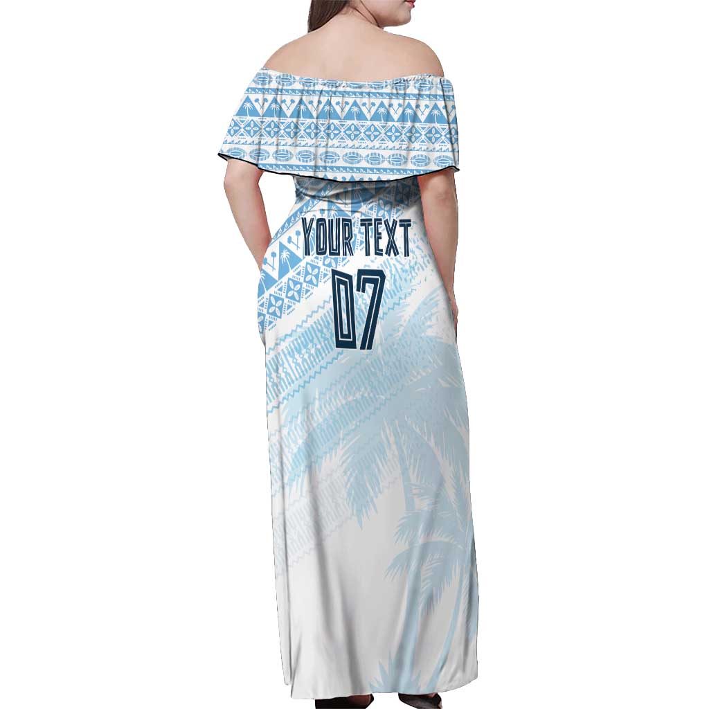 Fiji Rugby Custom Kaiviti Masi Off Shoulder Maxi Dress Turquoise - Polynesian Pride