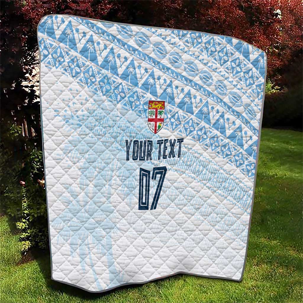 Fiji Rugby Custom Kaiviti Masi Quilt Turquoise - Polynesian Pride