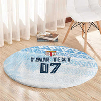 Fiji Rugby Custom Kaiviti Masi Round Carpet Turquoise - Polynesian Pride