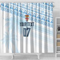 Fiji Rugby Custom Kaiviti Masi Shower Curtain Turquoise - Polynesian Pride