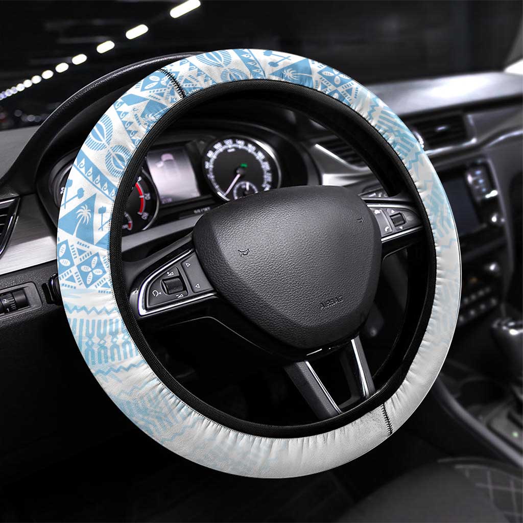 Fiji Rugby Kaiviti Masi Steering Wheel Cover Turquoise - Polynesian Pride