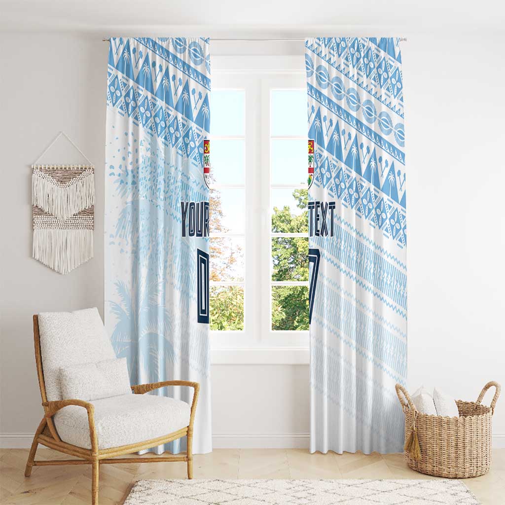 Fiji Rugby Custom Kaiviti Masi Window Curtain Turquoise - Polynesian Pride