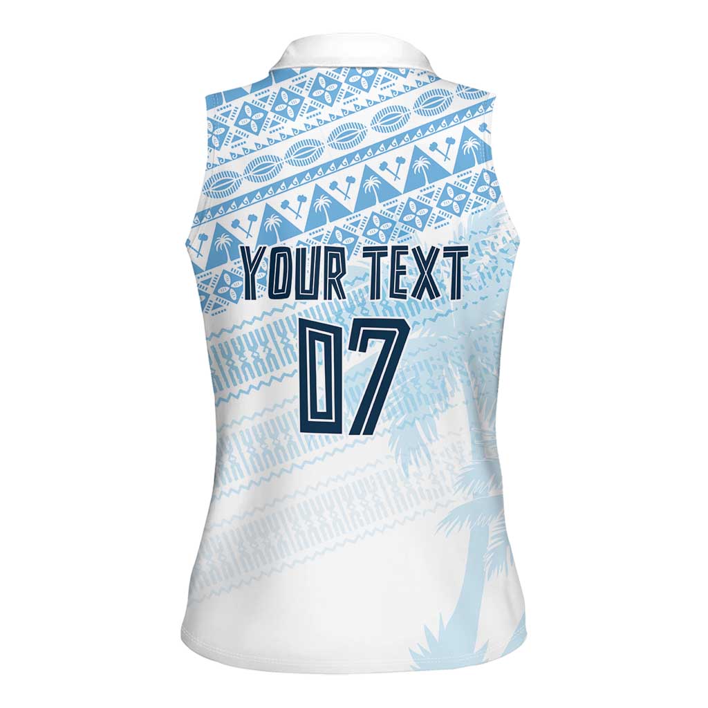 Fiji Rugby Custom Kaiviti Masi Women Sleeveless Polo Shirt Turquoise - Polynesian Pride