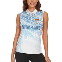 Fiji Rugby Custom Kaiviti Masi Women Sleeveless Polo Shirt Turquoise - Polynesian Pride