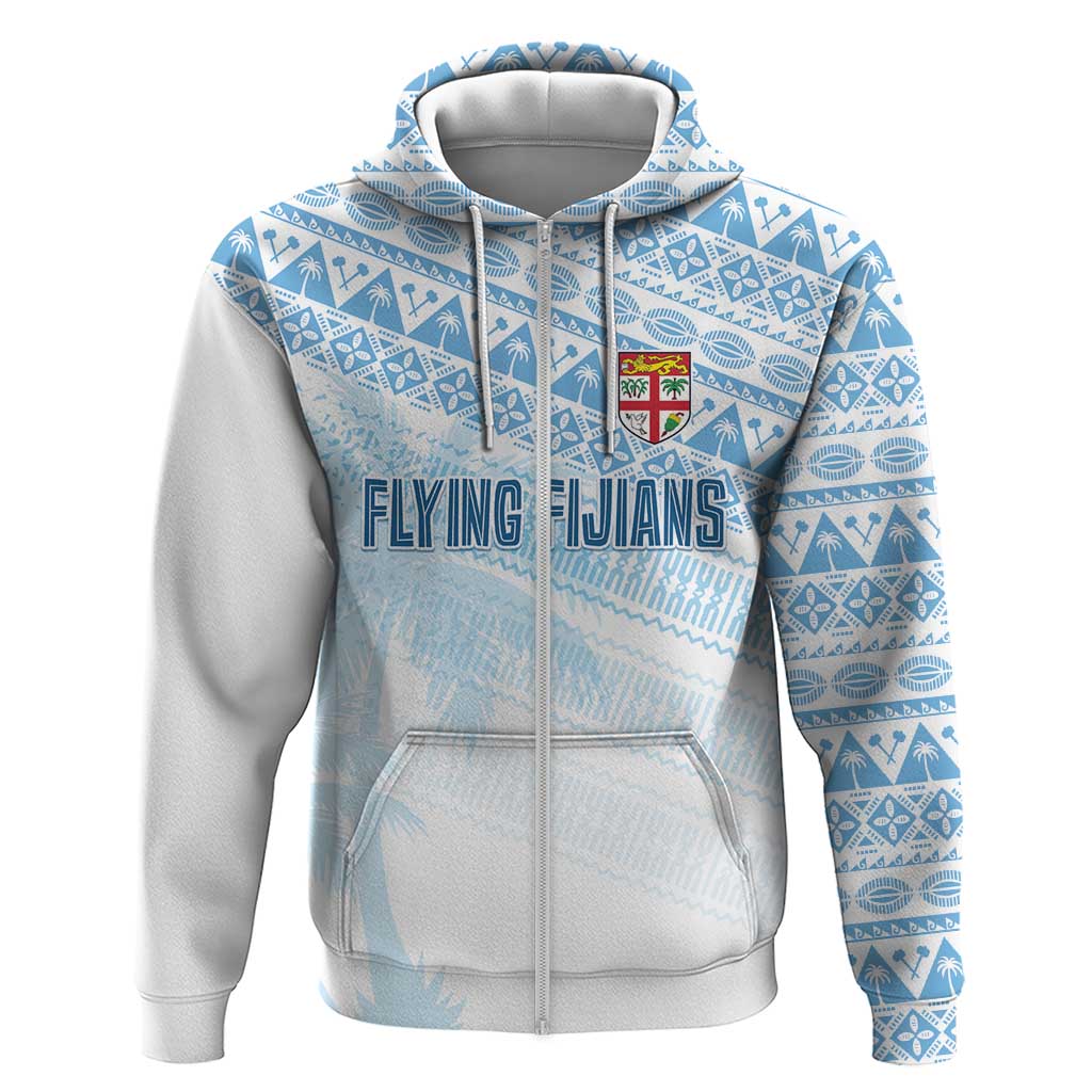 Fiji Rugby Custom Kaiviti Masi Zip Hoodie Turquoise - Polynesian Pride