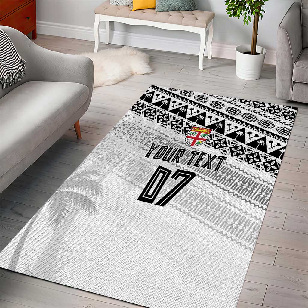 Fiji Rugby Custom Kaiviti Masi Area Rug Black - Polynesian Pride