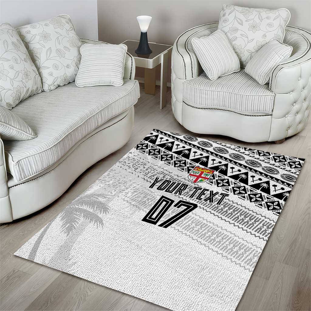 Fiji Rugby Custom Kaiviti Masi Area Rug Black - Polynesian Pride