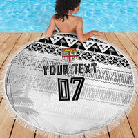 Fiji Rugby Custom Kaiviti Masi Beach Blanket Black - Polynesian Pride