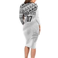 Fiji Rugby Custom Kaiviti Masi Family Matching Long Sleeve Bodycon Dress and Hawaiian Shirt Black - Polynesian Pride