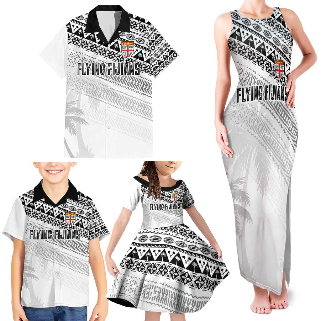 Fiji Rugby Custom Kaiviti Masi Family Matching Tank Maxi Dress and Hawaiian Shirt Black - Polynesian Pride