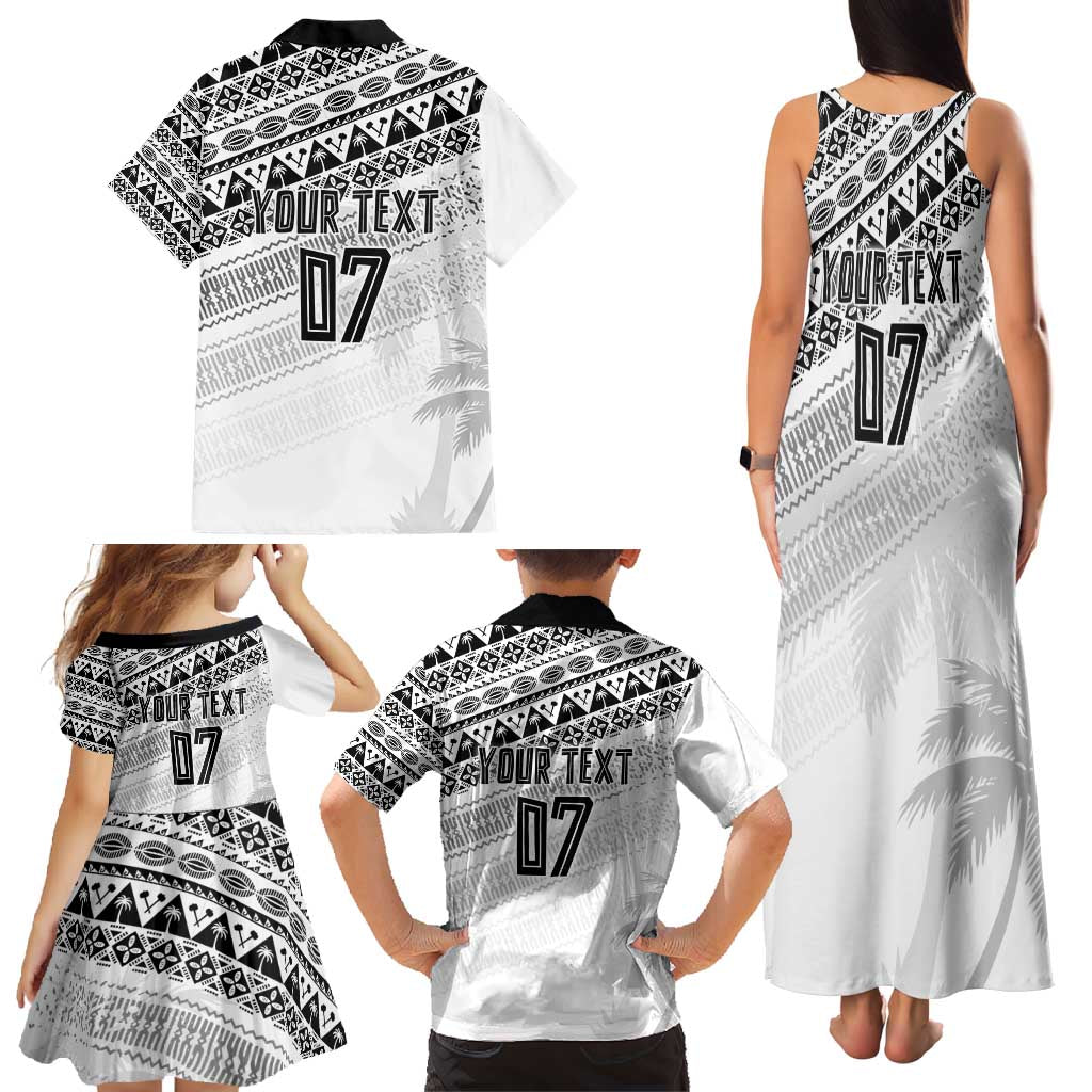 Fiji Rugby Custom Kaiviti Masi Family Matching Tank Maxi Dress and Hawaiian Shirt Black - Polynesian Pride