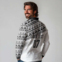 Fiji Rugby Custom Kaiviti Masi Long Sleeve Polo Shirt Black - Polynesian Pride