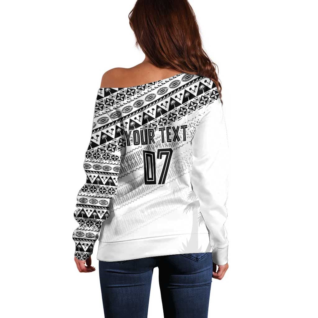 Fiji Rugby Custom Kaiviti Masi Off Shoulder Sweater Black - Polynesian Pride