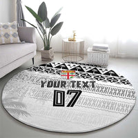Fiji Rugby Custom Kaiviti Masi Round Carpet Black - Polynesian Pride