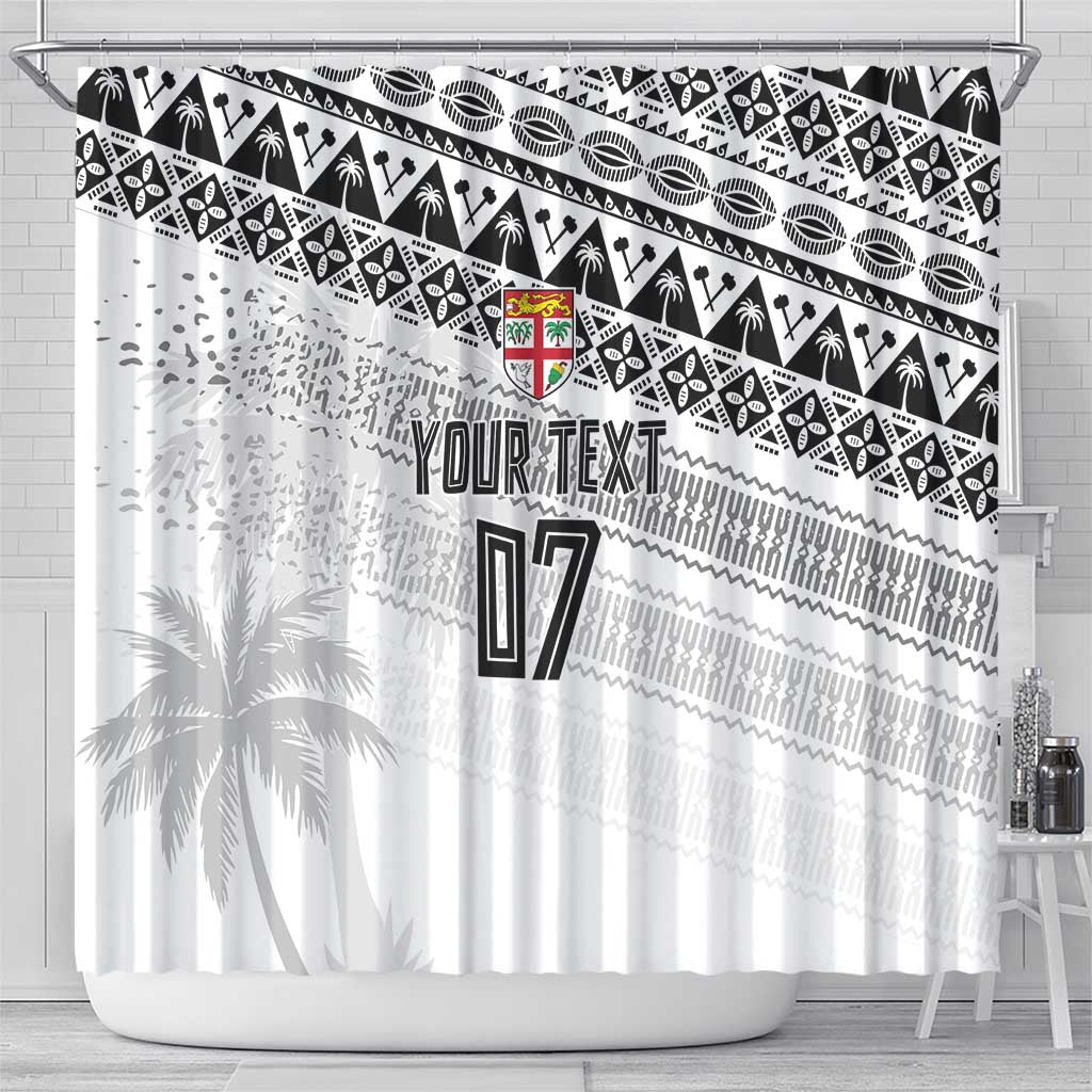 Fiji Rugby Custom Kaiviti Masi Shower Curtain Black - Polynesian Pride