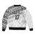 Fiji Rugby Custom Kaiviti Masi Sleeve Zip Bomber Jacket Black - Polynesian Pride