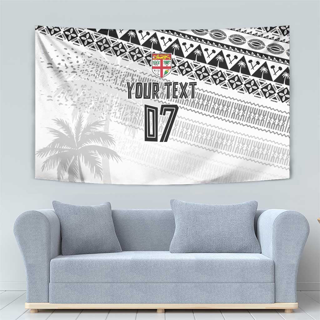 Fiji Rugby Custom Kaiviti Masi Tapestry Black - Polynesian Pride